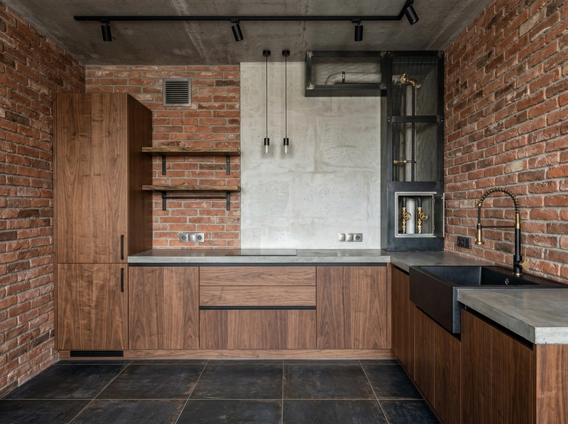 Дизайн интерьера в стиле Лофт — Кухня от нейросети RoomGPT