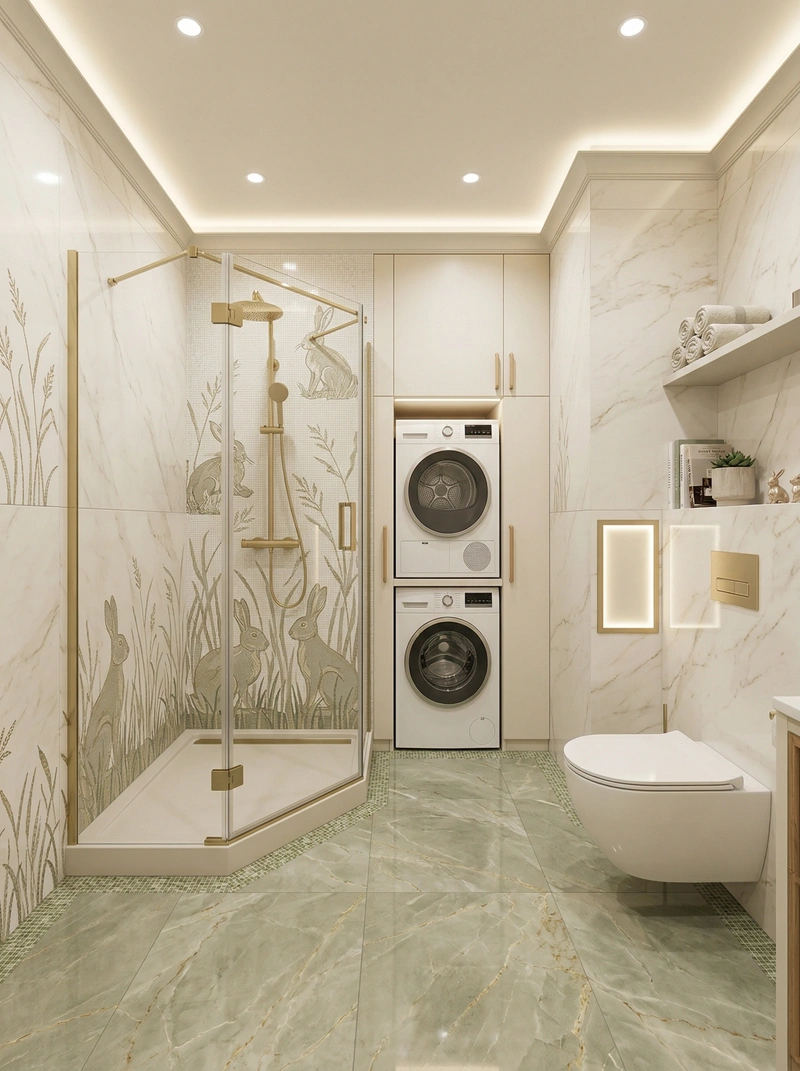 Дизайн ванной в стиле Контемпорари — фото интерьера от нейросети RoomGPT