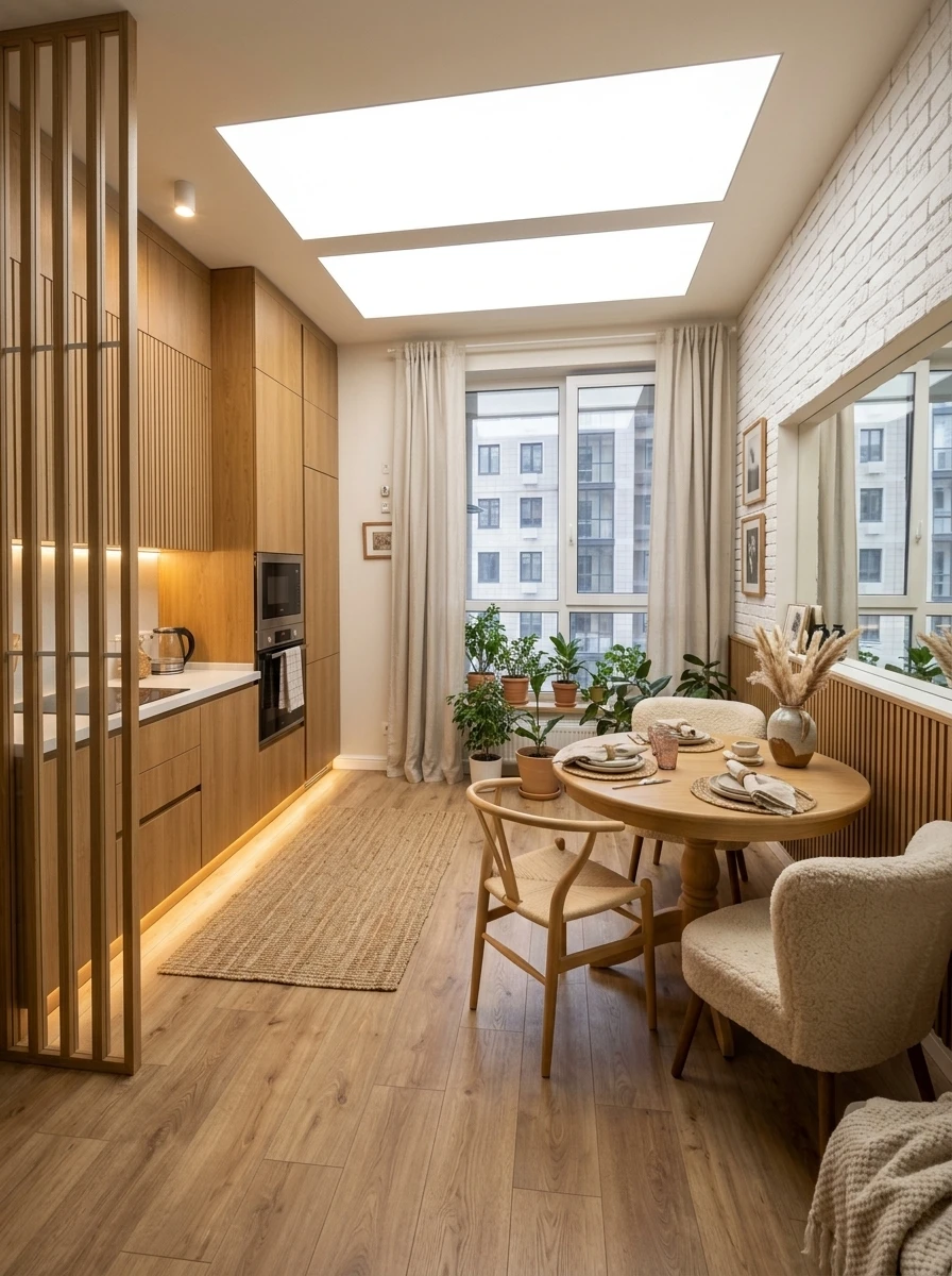Дизайн кухни в стиле Хюгге — фото интерьера от нейросети RoomGPT