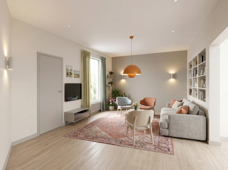 Дизайн гостиной в стиле Сканди — фото интерьера от нейросети RoomGPT