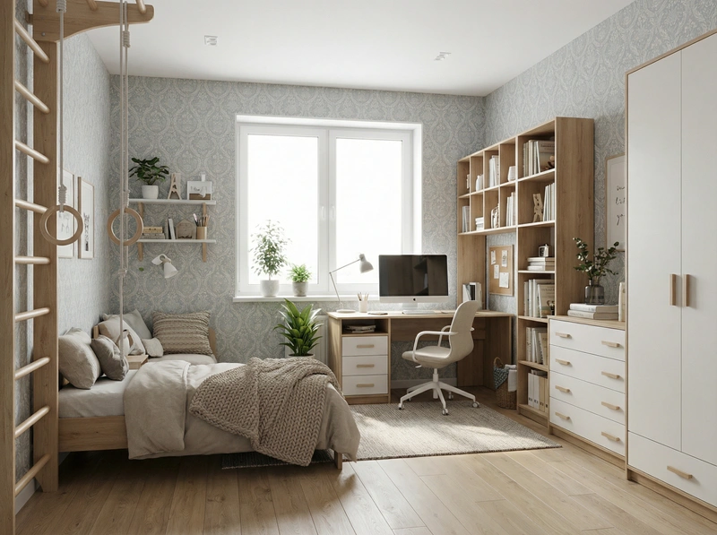 Дизайн интерьера в стиле Сканди — Детская от нейросети RoomGPT