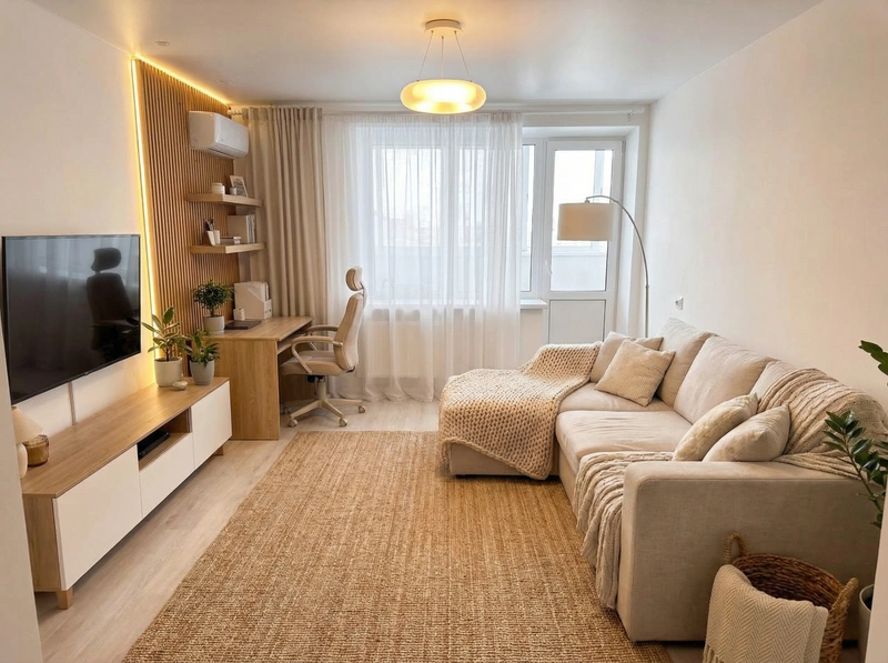 Дизайн интерьера в стиле Хюгге — Гостиная от нейросети RoomGPT