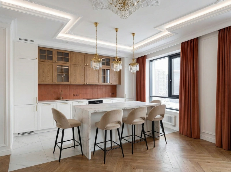 Дизайн интерьера в стиле Неоклассика — Кухня от нейросети RoomGPT