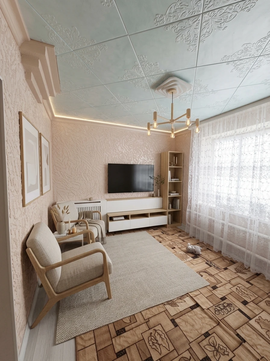 Дизайн гостиной в стиле Хюгге — фото интерьера от нейросети RoomGPT