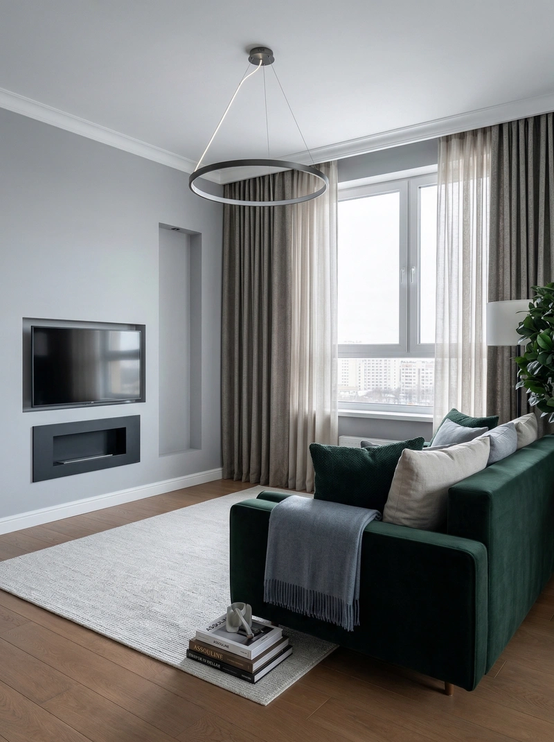 Дизайн гостиной в стиле Контемпорари — фото интерьера от нейросети RoomGPT