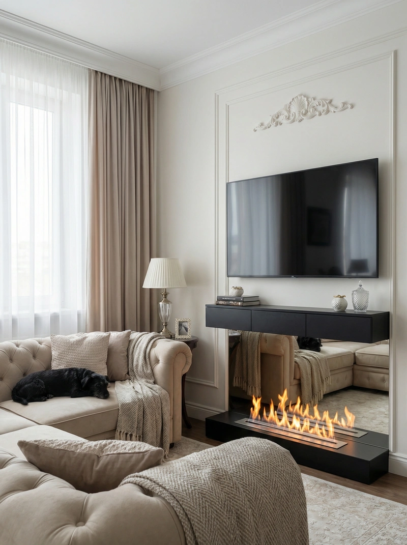 Дизайн интерьера в стиле Классика — Гостиная от нейросети RoomGPT