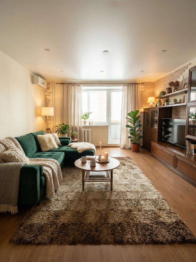 Дизайн интерьера в стиле Хюгге — Гостиная от нейросети RoomGPT