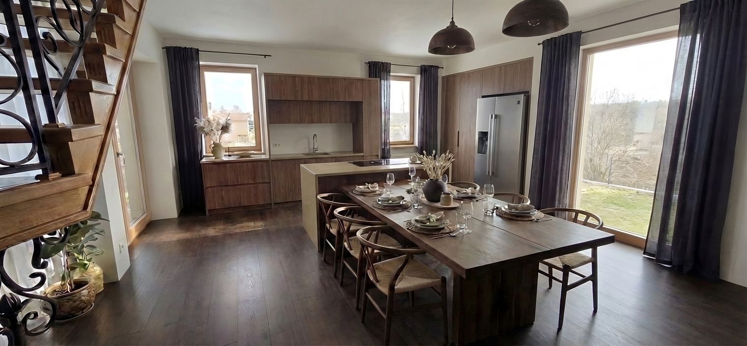 Дизайн кухни в стиле Japandi — фото интерьера от нейросети RoomGPT