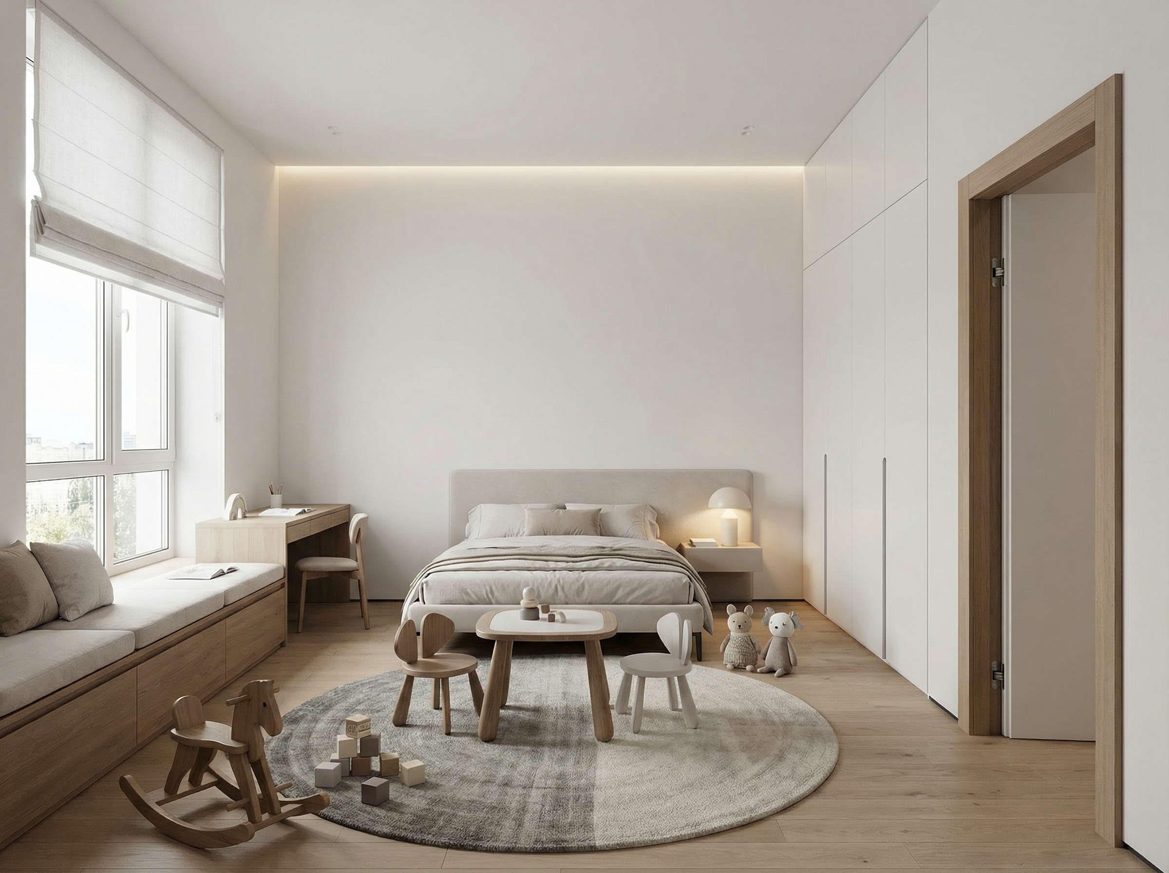 Дизайн детской в стиле Минимализм — фото интерьера от нейросети RoomGPT