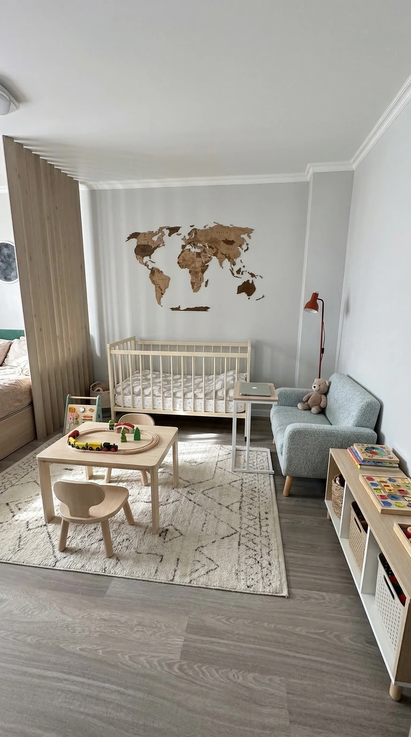 Дизайн детской в стиле Сканди — фото интерьера от нейросети RoomGPT