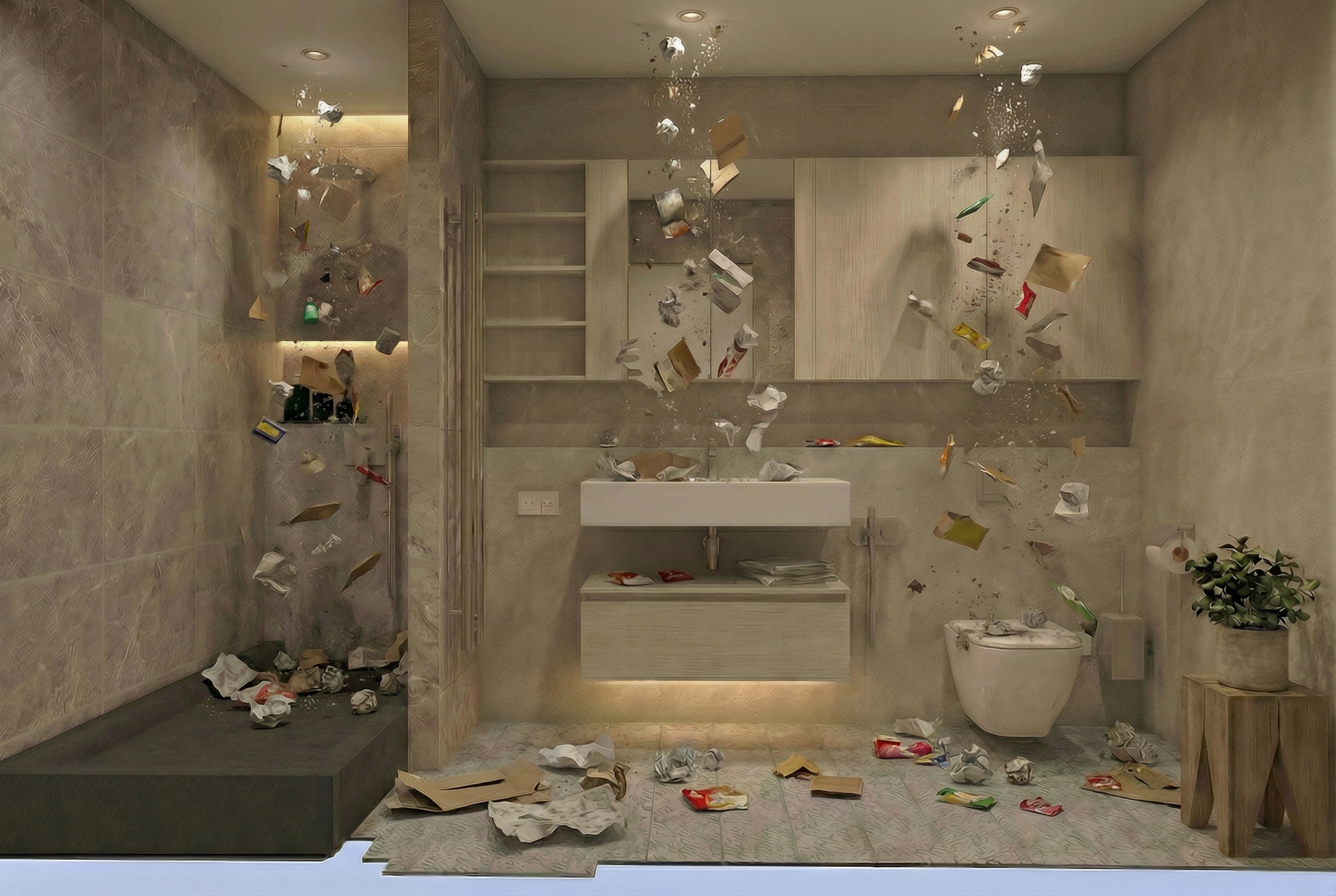 Дизайн ванной в стиле Минимализм — фото интерьера от нейросети RoomGPT