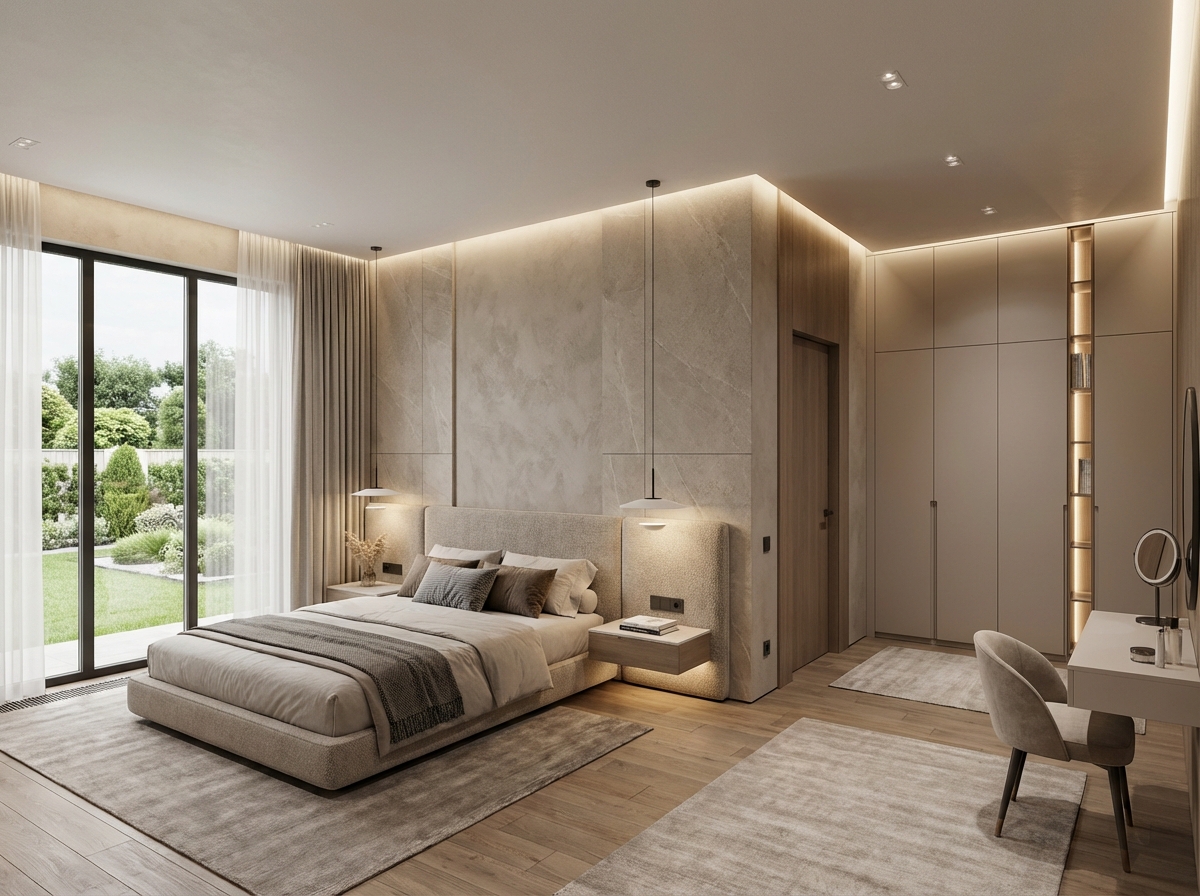 Дизайн спальни в стиле Минимализм — фото интерьера от нейросети RoomGPT
