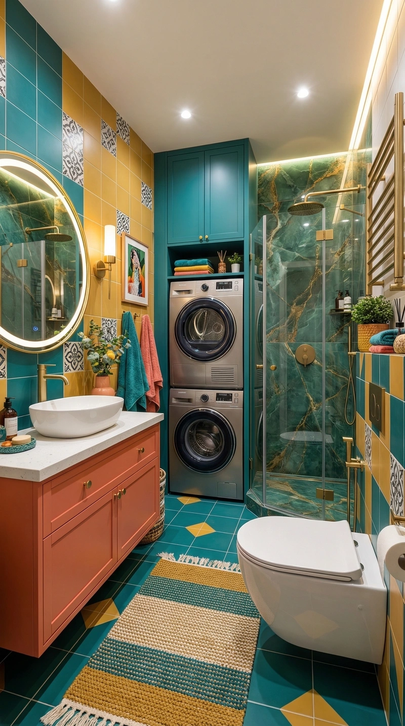 Дизайн ванной в стиле Эклектика — фото интерьера от нейросети RoomGPT