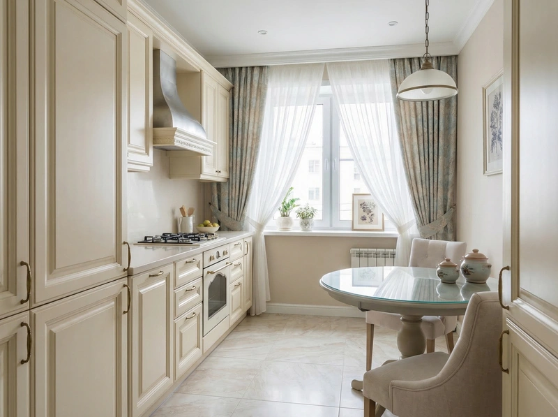 Дизайн кухни в стиле Классика — фото интерьера от нейросети RoomGPT