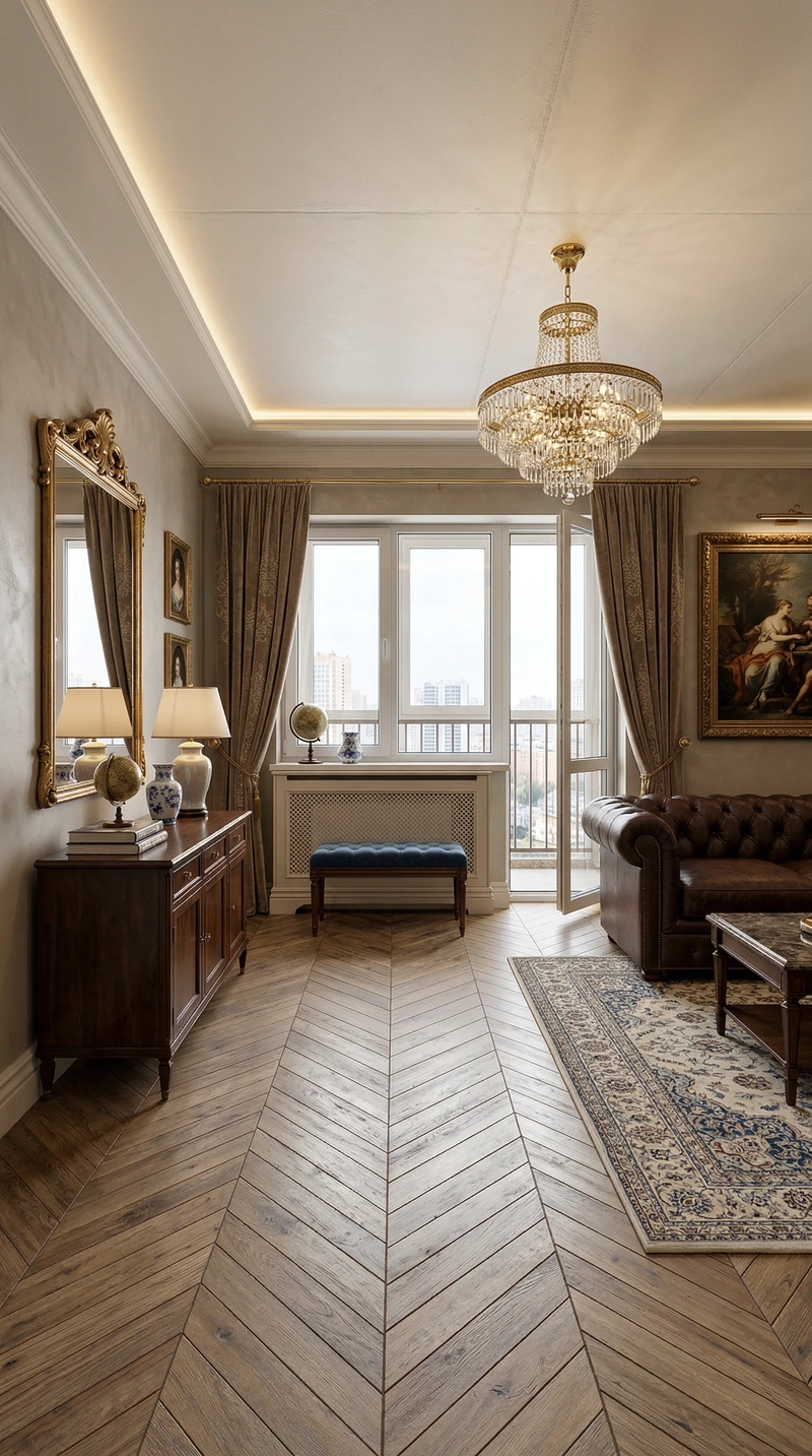 Дизайн интерьера в стиле Классика — Гостиная от нейросети RoomGPT