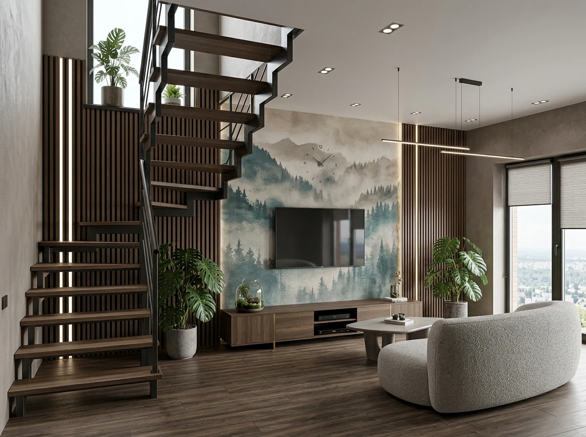 Дизайн гостиной в стиле Контемпорари — фото интерьера от нейросети RoomGPT