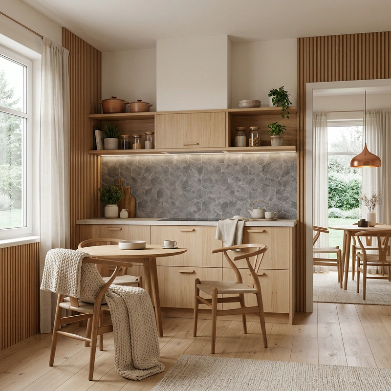 Дизайн интерьера в стиле Хюгге — Кухня от нейросети RoomGPT