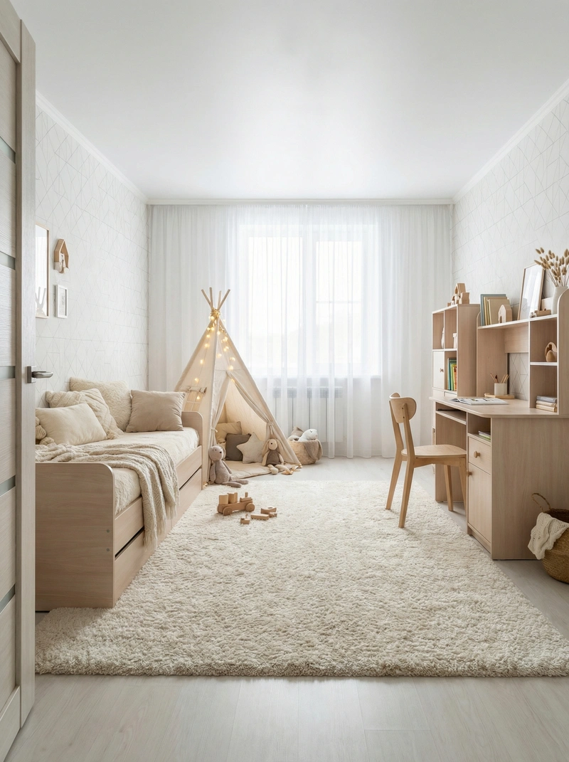 Дизайн интерьера в стиле Хюгге — Детская от нейросети RoomGPT