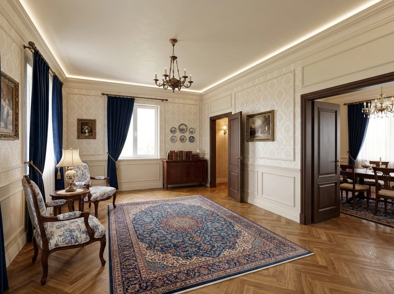 Дизайн интерьера в стиле Классика — Гостиная от нейросети RoomGPT