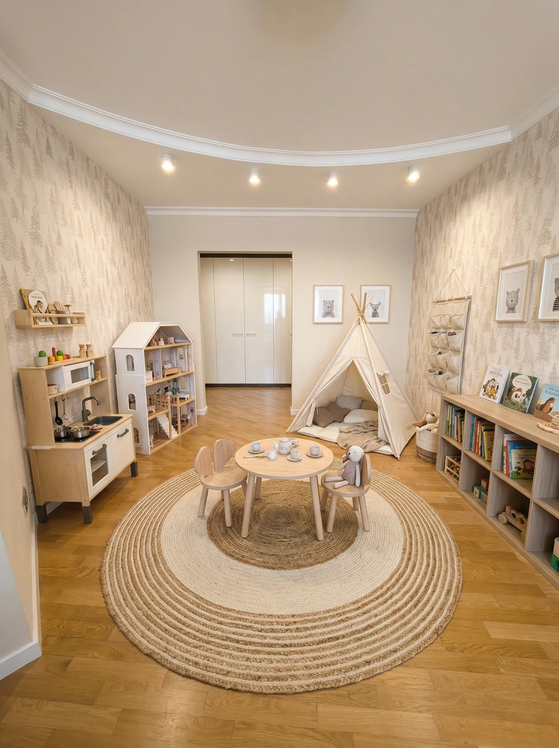 Дизайн интерьера в стиле Сканди — Детская от нейросети RoomGPT