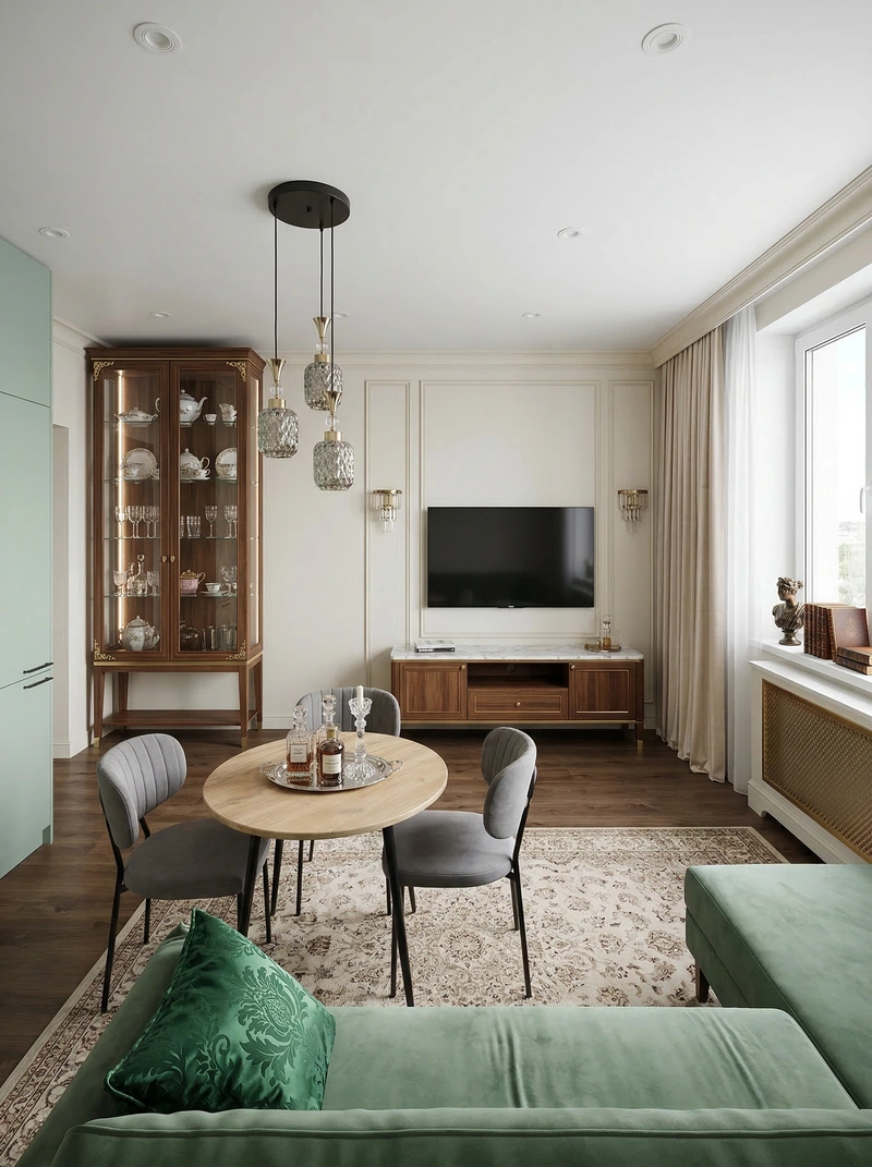 Дизайн интерьера в стиле Классика — Гостиная от нейросети RoomGPT