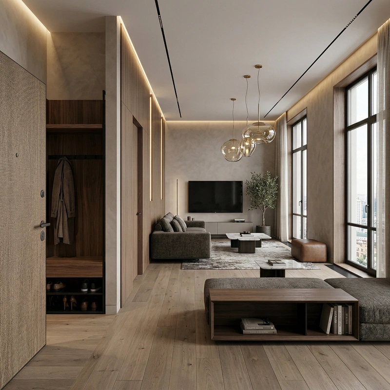 Дизайн гостиной в стиле Контемпорари — фото интерьера от нейросети RoomGPT