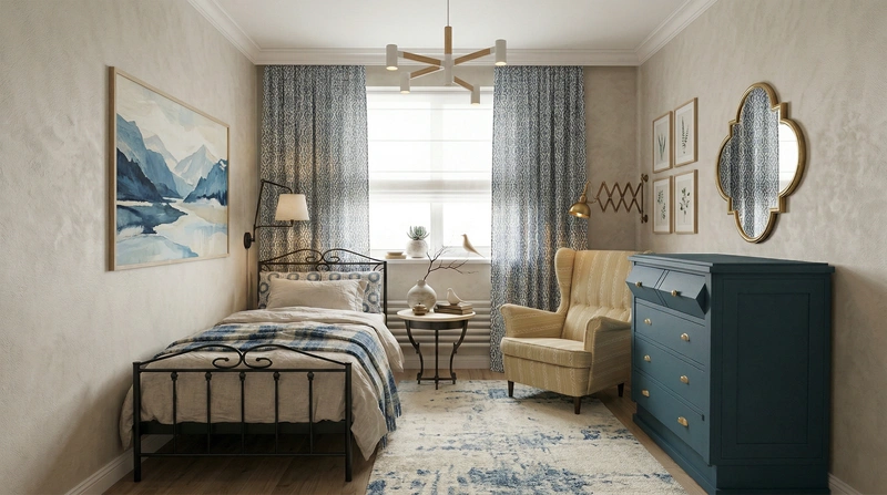 Дизайн интерьера в стиле Сканди — Спальня от нейросети RoomGPT