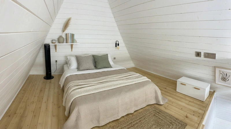 Дизайн спальни в стиле Сканди — фото интерьера от нейросети RoomGPT