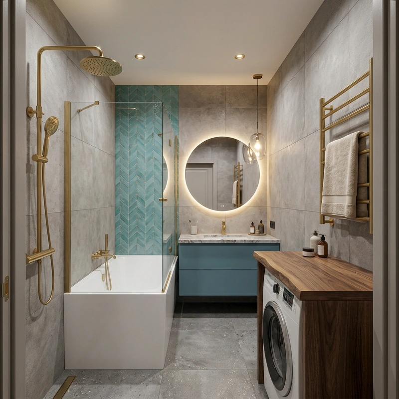 Дизайн интерьера в стиле Эклектика — Ванная от нейросети RoomGPT