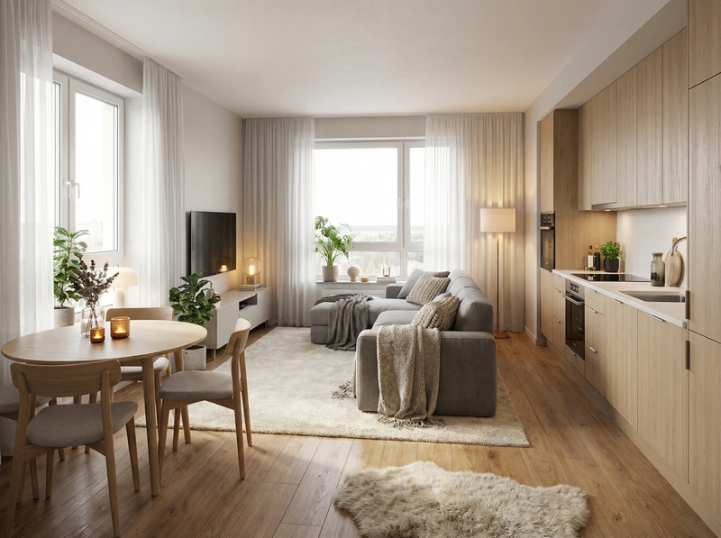 Дизайн интерьера в стиле Хюгге — Гостиная от нейросети RoomGPT