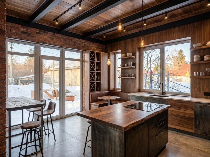 Дизайн кухни в стиле Лофт — фото интерьера от нейросети RoomGPT