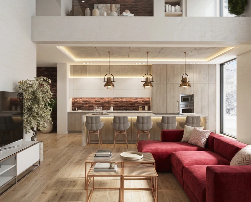 Дизайн интерьера в стиле Лофт — Гостиная от нейросети RoomGPT