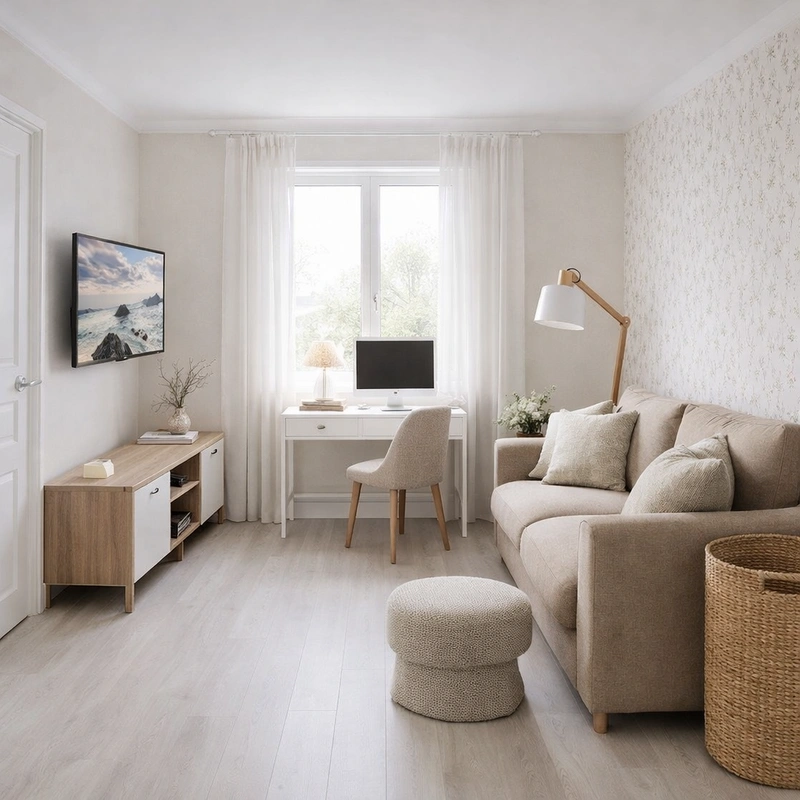 Дизайн интерьера в стиле Хюгге — Гостиная от нейросети RoomGPT