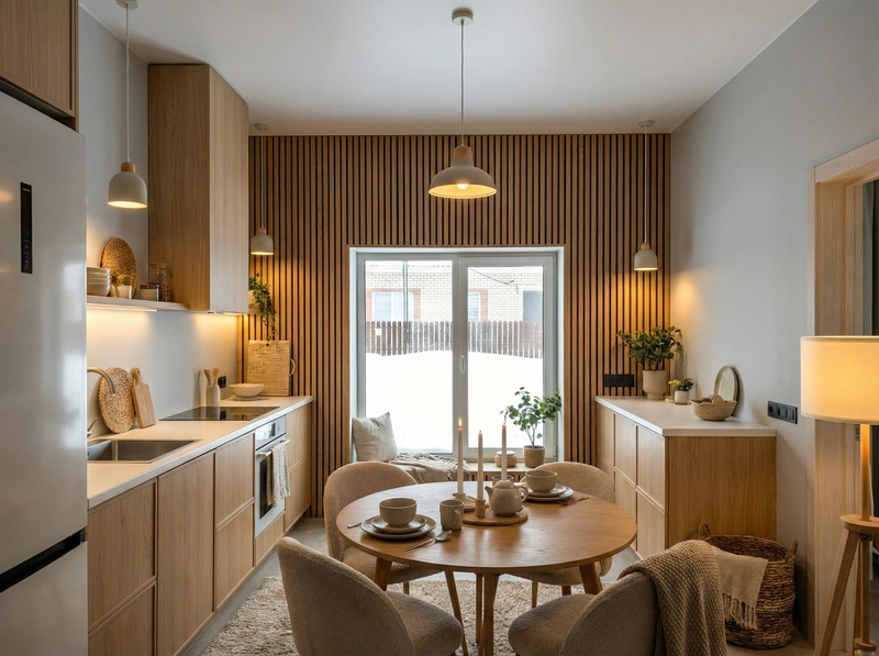 Дизайн интерьера в стиле Хюгге — Кухня от нейросети RoomGPT