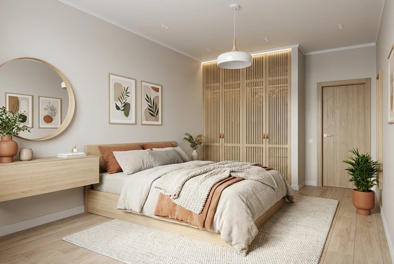 Дизайн интерьера в стиле Сканди — Спальня от нейросети RoomGPT