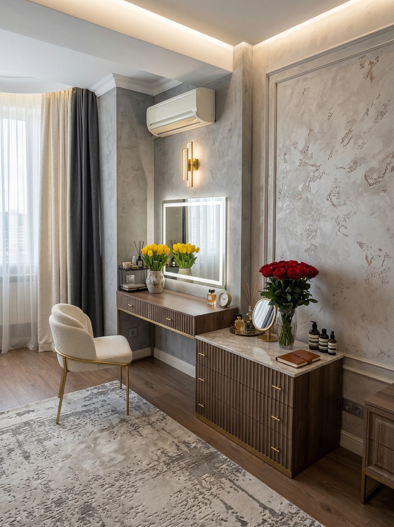 Дизайн интерьера в стиле Контемпорари — Спальня от нейросети RoomGPT