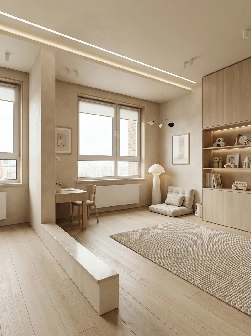 Дизайн детской в стиле Минимализм — фото интерьера от нейросети RoomGPT