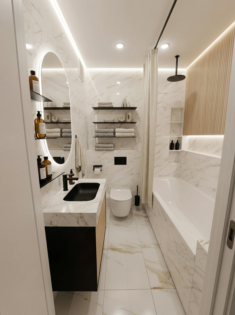 Дизайн ванной в стиле Минимализм — фото интерьера от нейросети RoomGPT