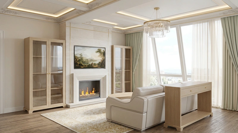 Дизайн интерьера в стиле Неоклассика — Гостиная от нейросети RoomGPT