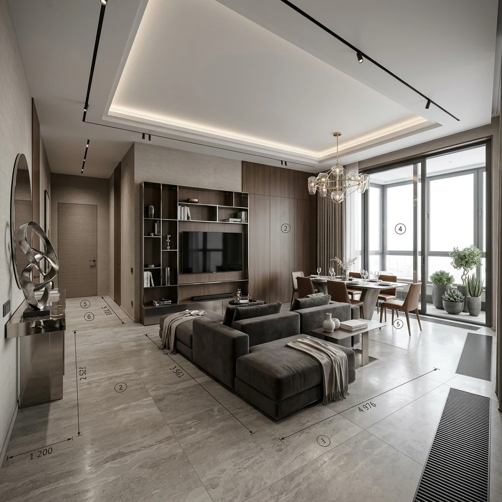 Дизайн гостиной в стиле Контемпорари — фото интерьера от нейросети RoomGPT