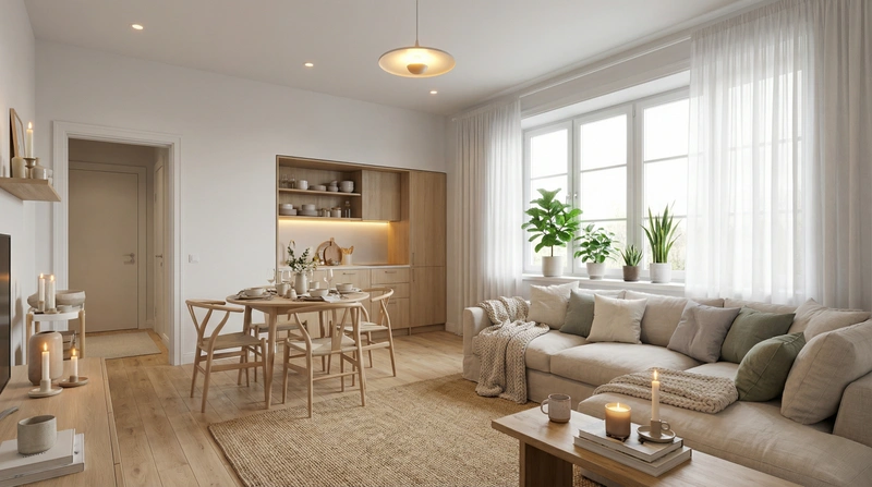 Дизайн интерьера в стиле Хюгге — Гостиная от нейросети RoomGPT