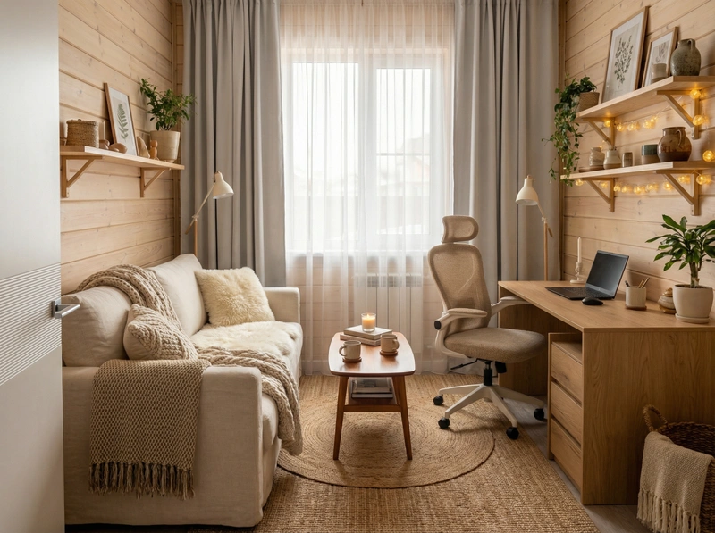 Дизайн интерьера в стиле Хюгге — Кабинет от нейросети RoomGPT