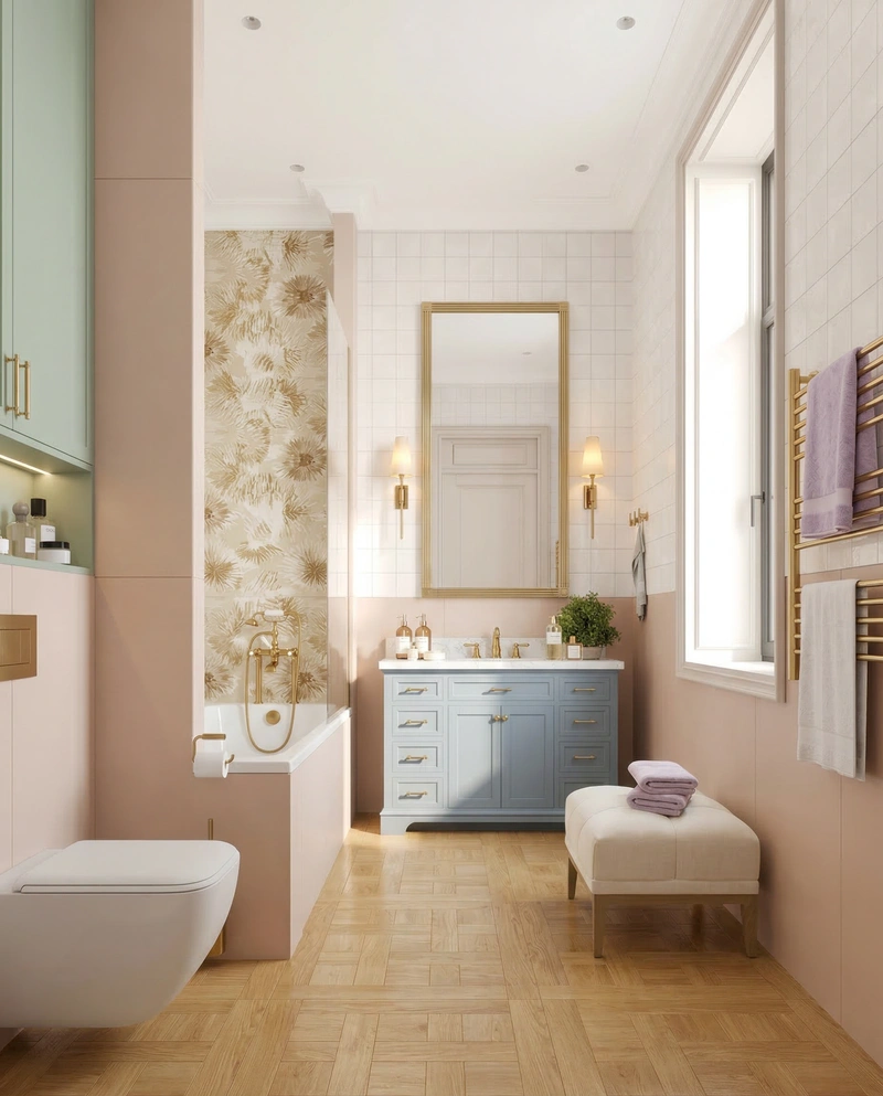 Дизайн ванной в стиле Британский — фото интерьера от нейросети RoomGPT