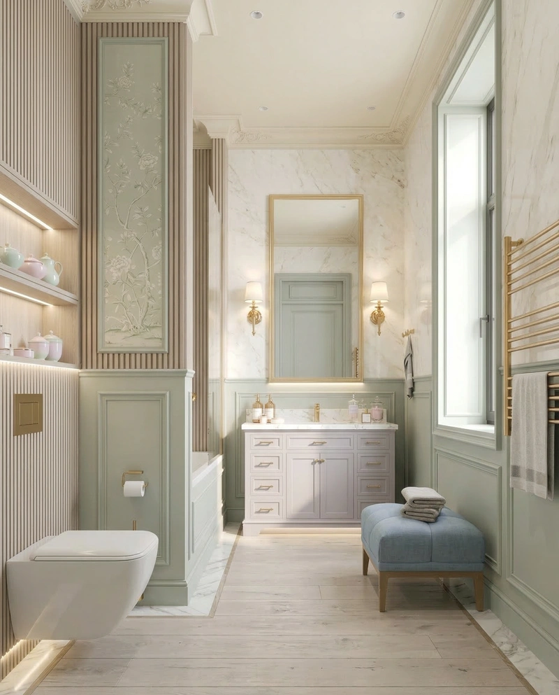 Дизайн интерьера в стиле Неоклассика — Ванная от нейросети RoomGPT