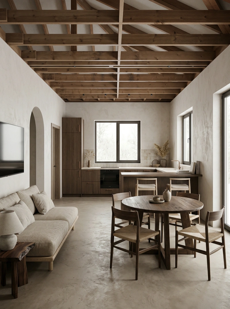 Дизайн кухни в стиле Japandi — фото интерьера от нейросети RoomGPT