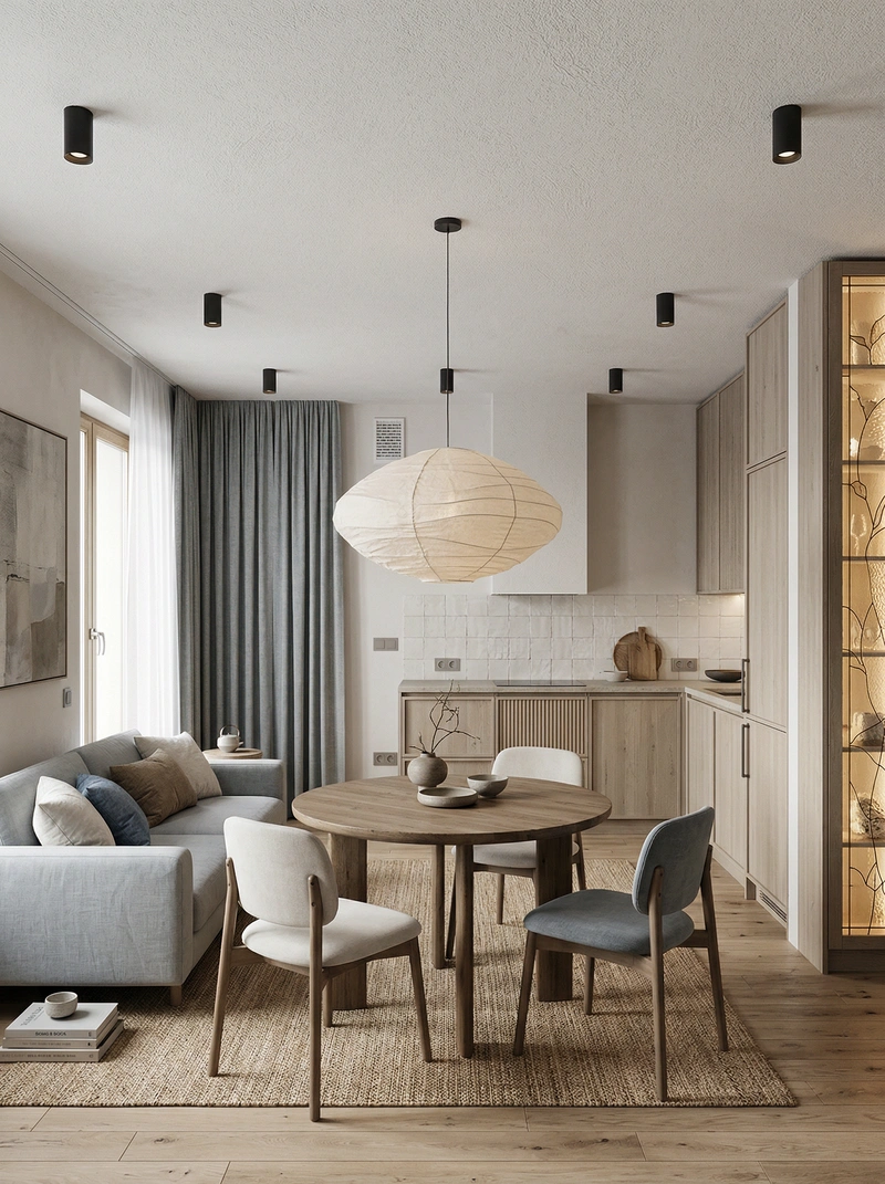 Дизайн кухни в стиле Japandi — фото интерьера от нейросети RoomGPT