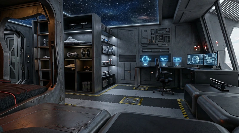 Дизайн детской в стиле Блэктэк — фото интерьера от нейросети RoomGPT