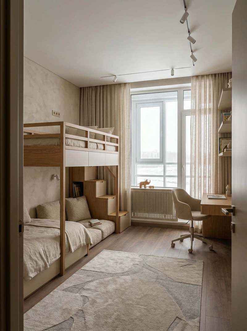 Дизайн детской в стиле Контемпорари — фото интерьера от нейросети RoomGPT