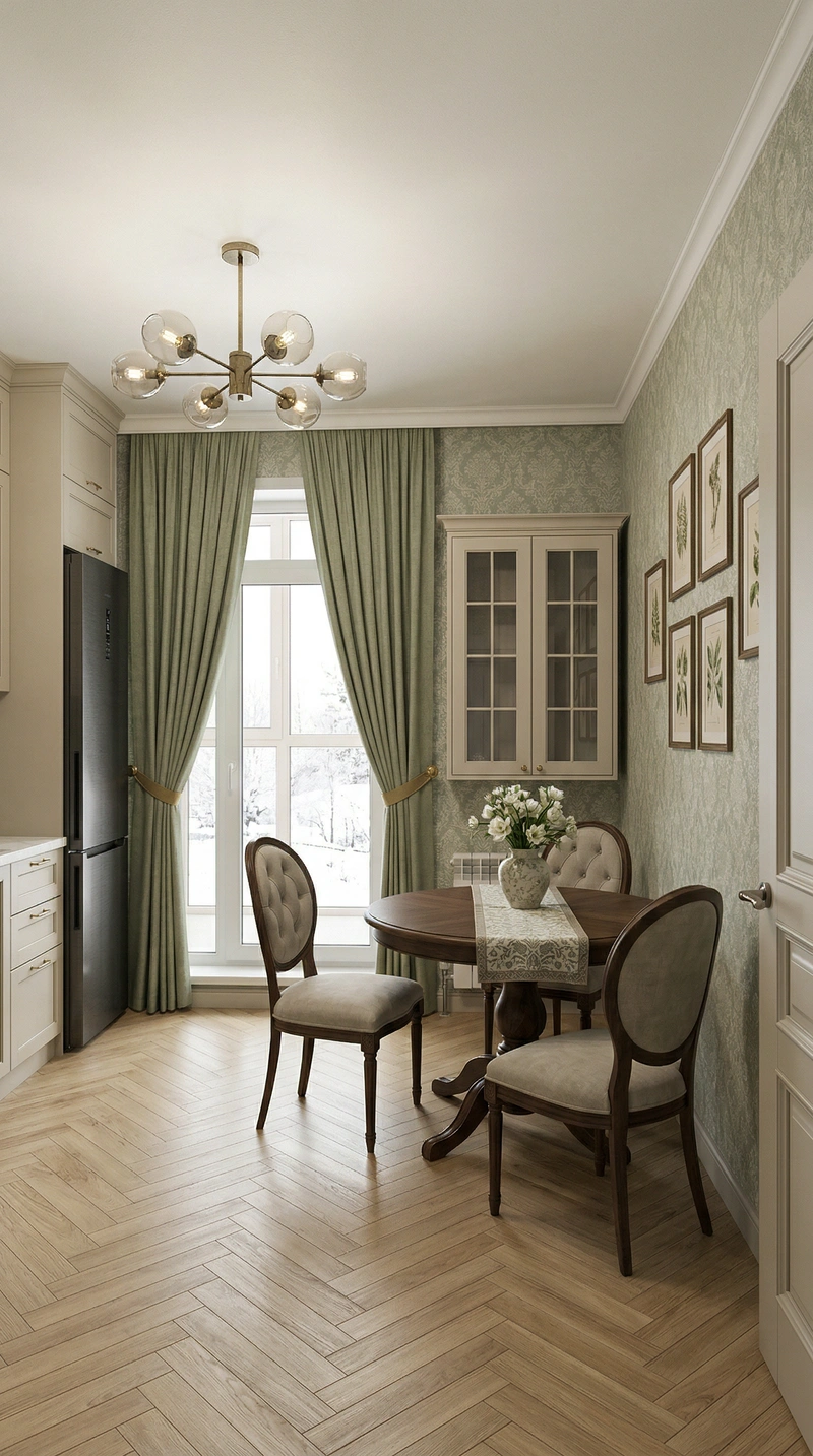 Дизайн интерьера в стиле Классика — Кухня от нейросети RoomGPT