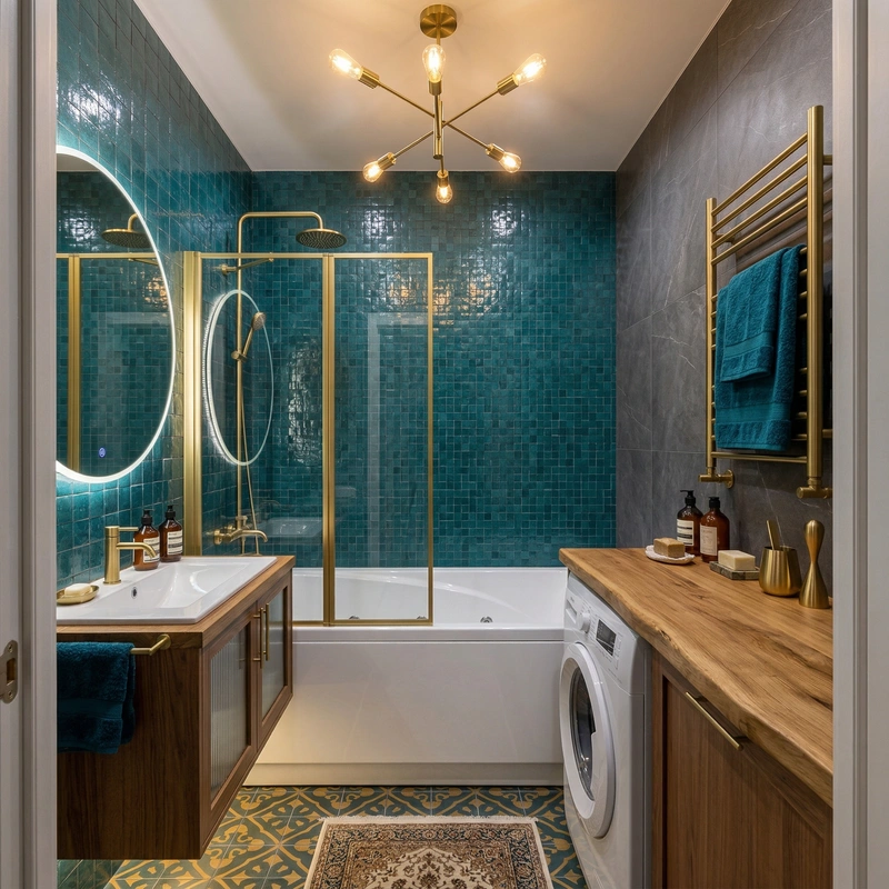 Дизайн интерьера в стиле Эклектика — Ванная от нейросети RoomGPT